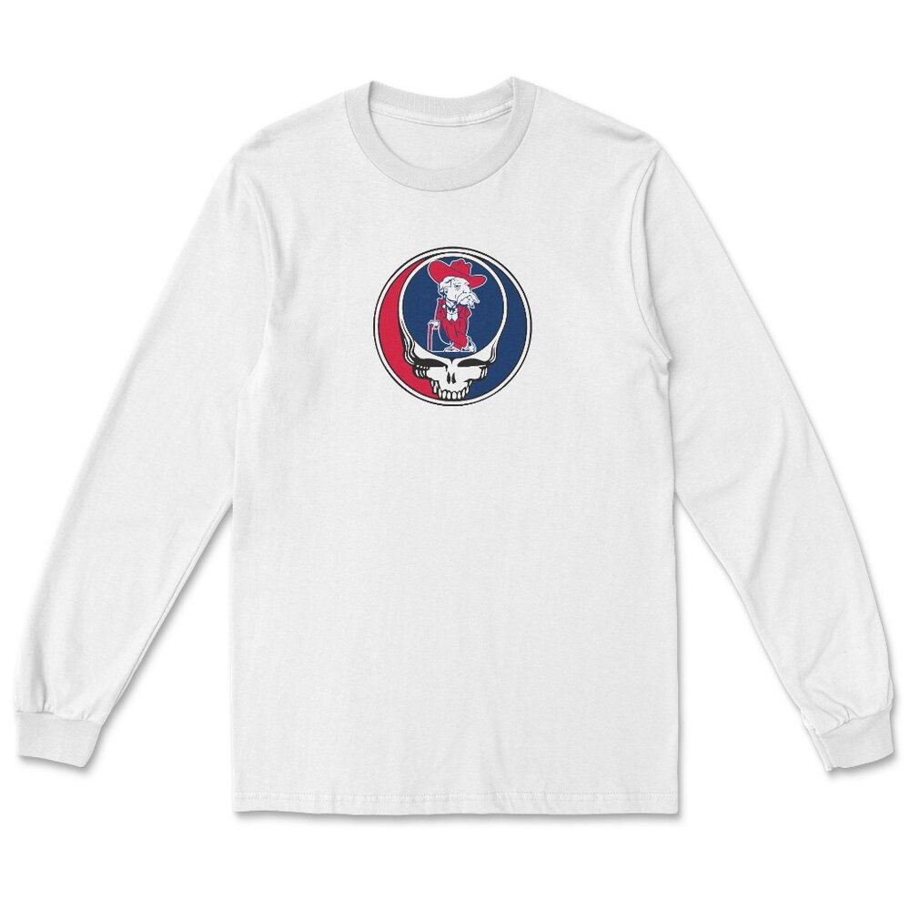 Ole Miss Grateful Dead Shakedown Style Running Rebs lot Longsleeve T-shirt White